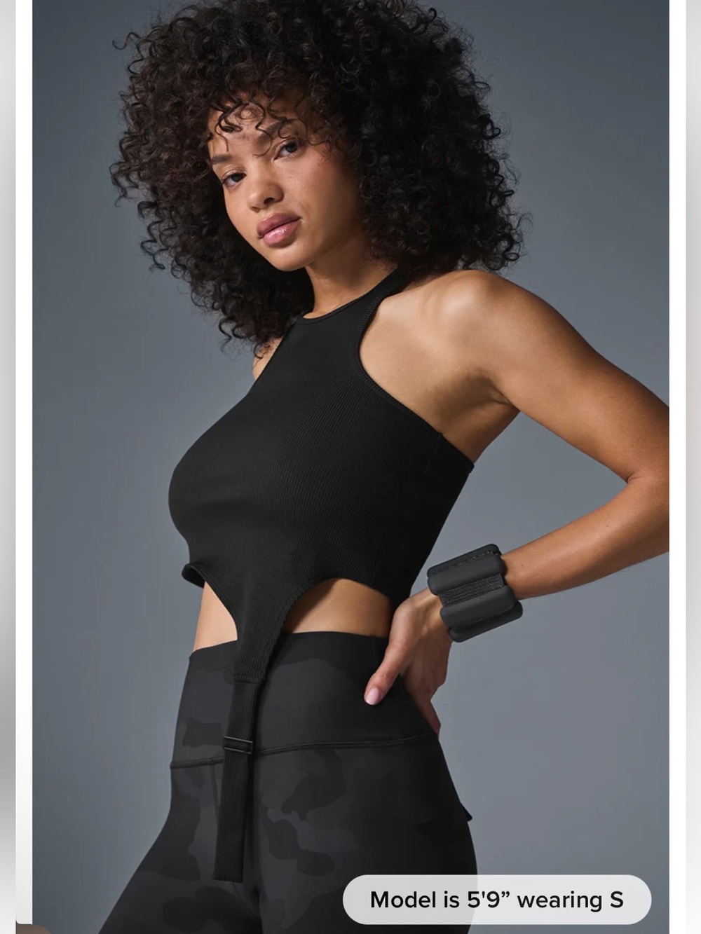 ALO Alosoft Ribbed Revelation Tank Front Strap Black XS like New!